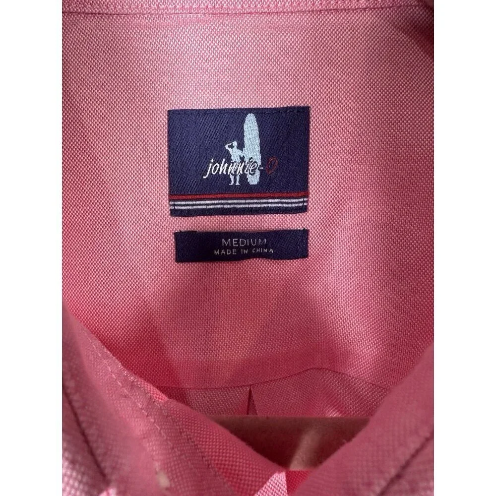 Johnnie O Everyday Performance Button Down Shirt Size Medium Pink Coral Reef